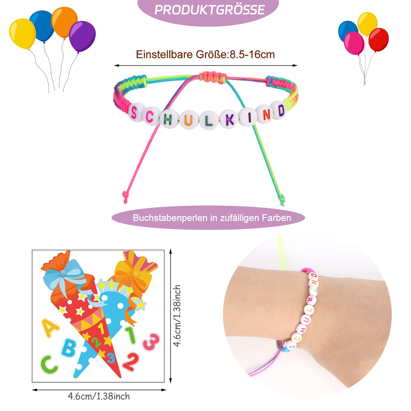 howaf-endlich-schulkind-armband-tattoos-set-54-teilig image 3